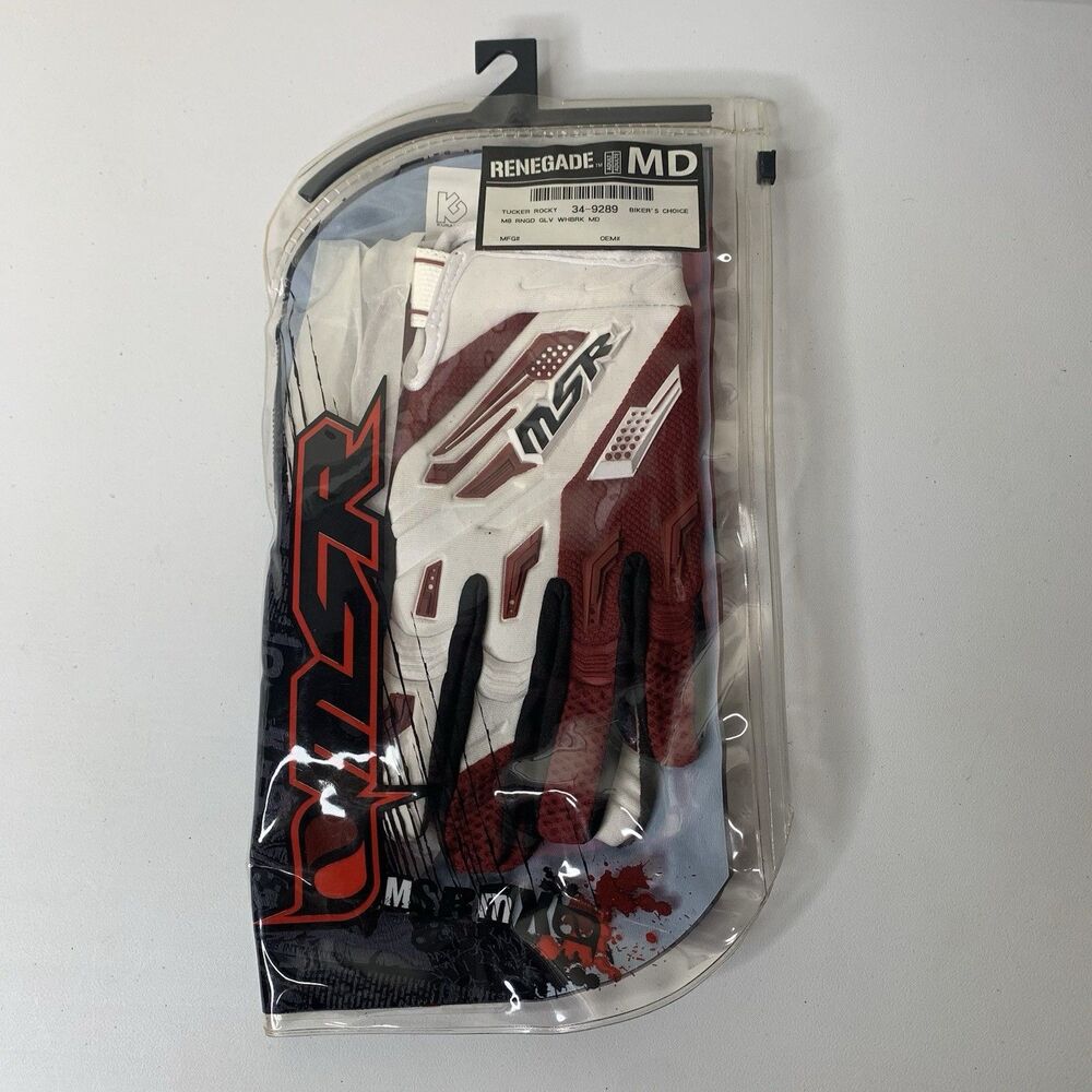 Renegade MSR M8 Biker’s Choice Gloves Adult Sz M Red White Black Tucker Rocky